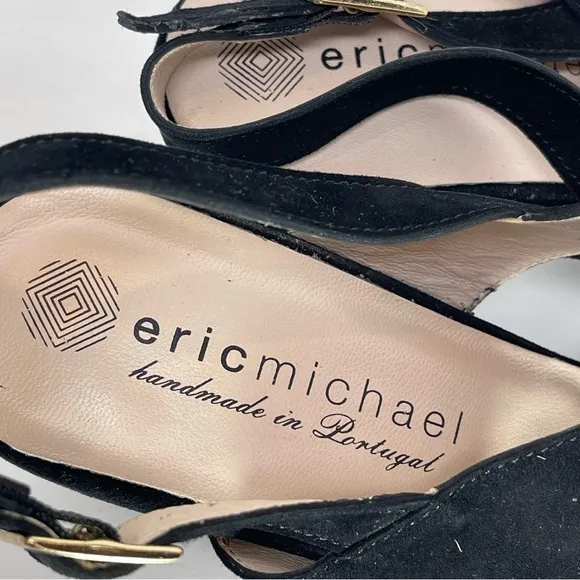 NWOT ERIC MICHAEL Women’s Portugal Lark Black Leather Heels Size EU 42 (11-12)