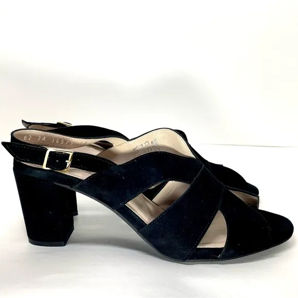 NWOT ERIC MICHAEL Women’s Portugal Lark Black Leather Heels Size EU 42 (11-12)