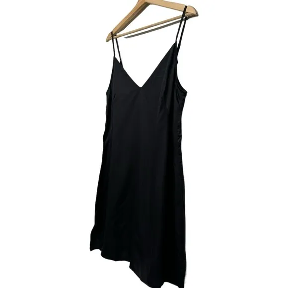 NWOT ETTITUDE Sateen Slip Dress Onyx L