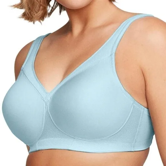 NWOt Glamorise 42DD Sport Bra 1006 Superior Support No Wires Blue 116184