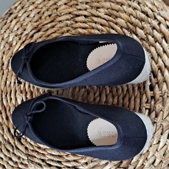 NWOT J.CREW Womens Classic Black Canvas Espadrille 3.25&quot; Wedge Heels‎ Size 8
