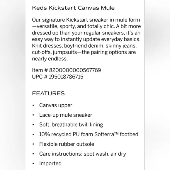 NWOT Keds Kickstart Canvas Mule / Slip On Sneaker