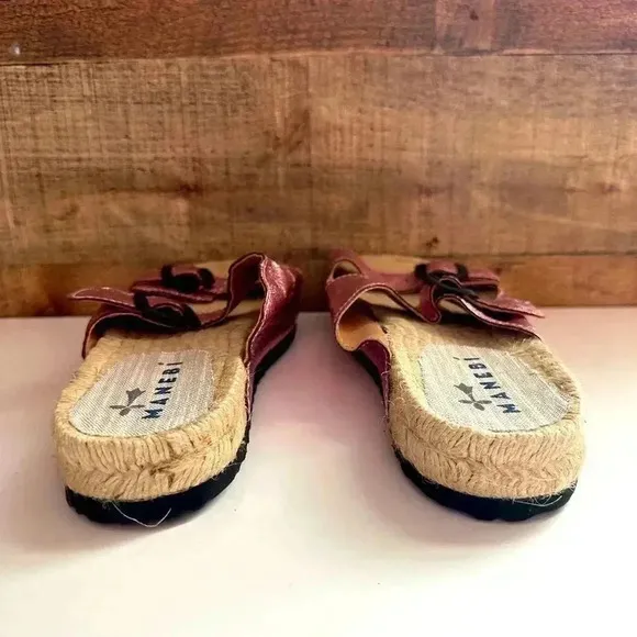 NWOT Manebi Nordic Metallic Leather Espadrille Slides