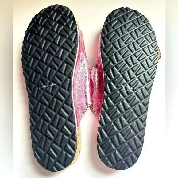 NWOT Manebi Nordic Metallic Leather Espadrille Slides