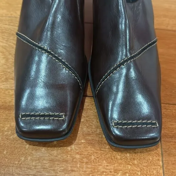 NWOT Paul Green Munchen Loafer Block Heels Square Toe Burgundy Leather Size 6.5
