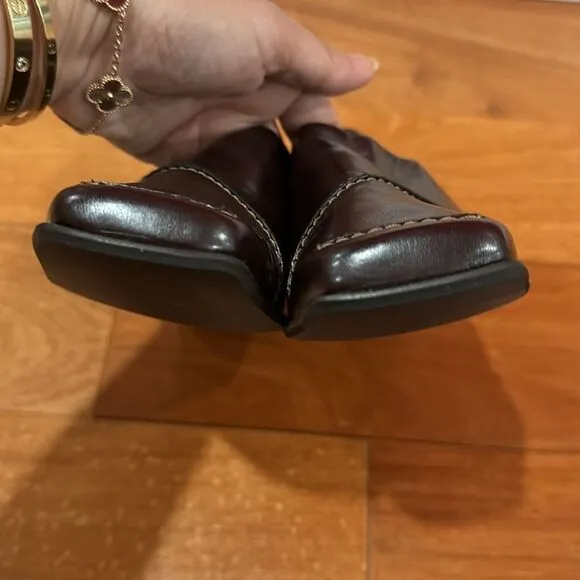 NWOT Paul Green Munchen Loafer Block Heels Square Toe Burgundy Leather Size 6.5