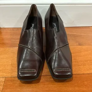 NWOT Paul Green Munchen Loafer Block Heels Square Toe Burgundy Leather Size 6.5