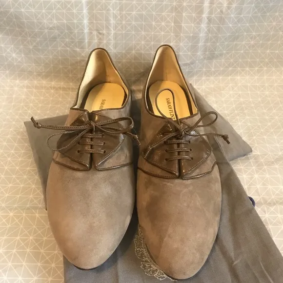 NWOT Sarah Flint Elena Taupe Suede Derby Oxfords 42