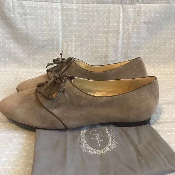 NWOT Sarah Flint Elena Taupe Suede Derby Oxfords 42