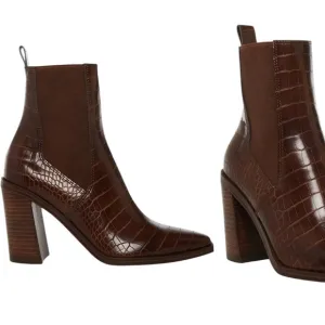 NWOT Steve Madden Akori Brown Crocodile Chelsea Bootie