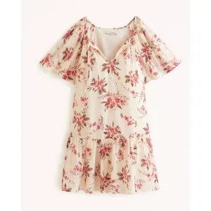 Nwt Abercromfie &amp; fitch Floaty Trapeze mini dress floral lightweight M Tall