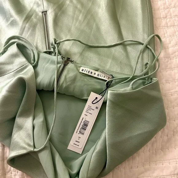 NWT Alice   Olivia Harmony Asymmetrical Slip Dress - Sage Small
