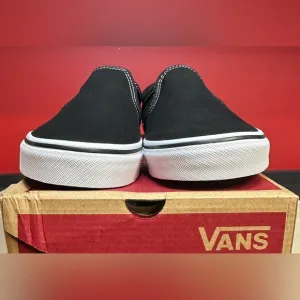 NWT &amp; Box Vans Off The Wall Canvas Asher Black/White SlipOn Sneakers Men’s Sz 8M