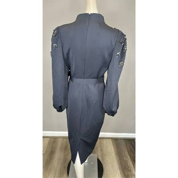 NWT BADGLEY MISCHKA Scuba Belted Sheath with Brooches Size US8 $550