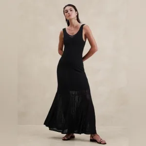 NWT! Banana Republic Women’s Black OPEN-STITCH LACE MAXI DRESS ⭐️