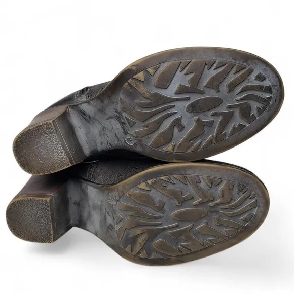 NWT Bed Stu Roan Booties Women's Burnished Leather Block Heel Zipped Western 8
