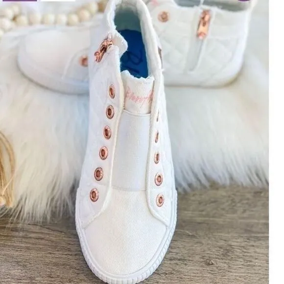 NWT Blowfish Malibu 11 Frazz White Quilted Mid-Hi Top Sneakers elastic easy on