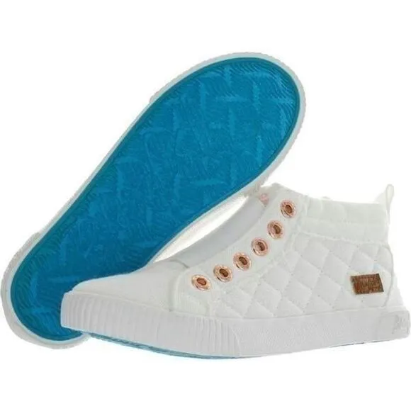 NWT Blowfish Malibu 11 Frazz White Quilted Mid-Hi Top Sneakers elastic easy on