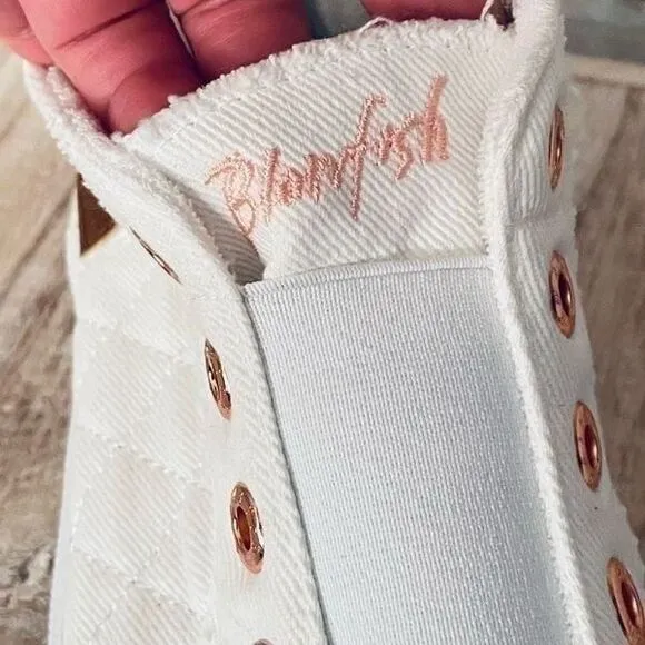 NWT Blowfish Malibu 11 Frazz White Quilted Mid-Hi Top Sneakers elastic easy on