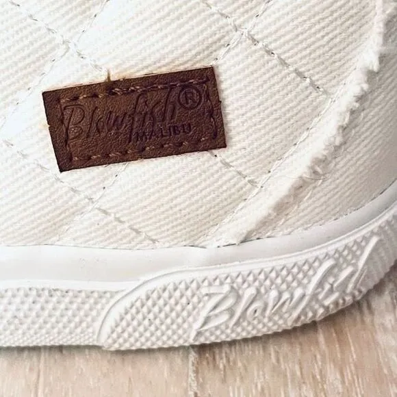 NWT Blowfish Malibu 11 Frazz White Quilted Mid-Hi Top Sneakers elastic easy on