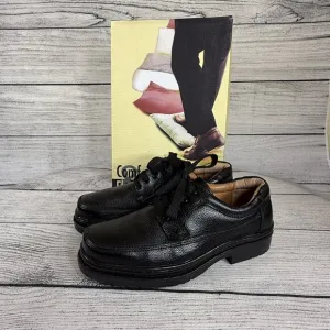 NWT Comfort &amp; Flex Man's Black Leather Oxfords Derby Style Size 8