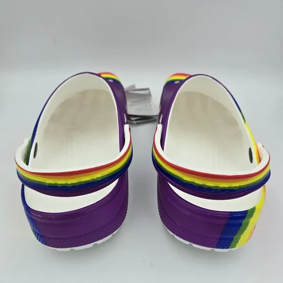NWT Crocs Classic Rainbow Dye Clogs, Men's 10 / Women's 12 ~ Pride Sandals ~