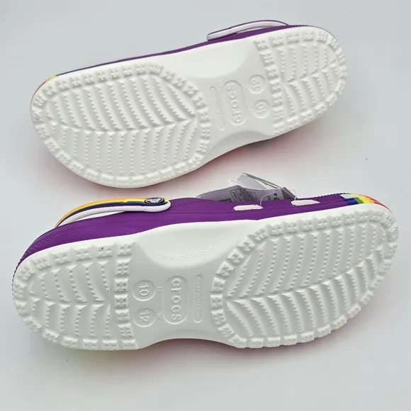 NWT Crocs Classic Rainbow Dye Clogs, Men's 10 / Women's 12 ~ Pride Sandals ~
