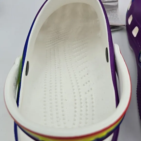 NWT Crocs Classic Rainbow Dye Clogs, Men's 10 / Women's 12 ~ Pride Sandals ~