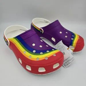 NWT Crocs Classic Rainbow Dye Clogs, Men's 10 / Women's 12 ~ Pride Sandals ~