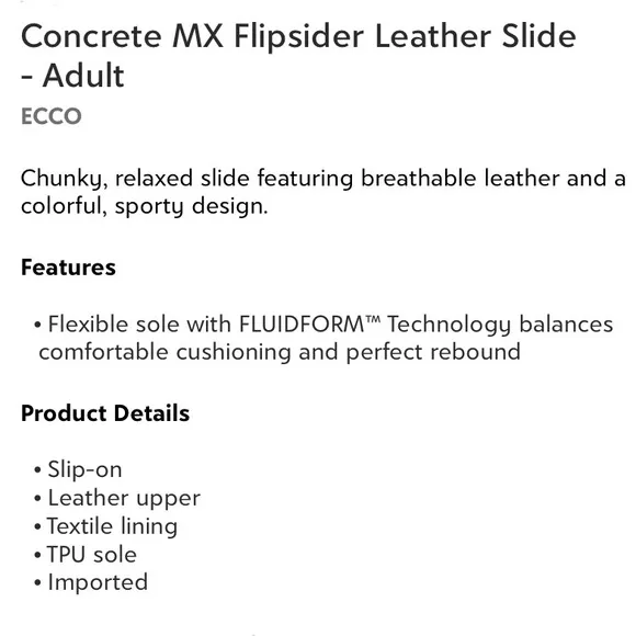 NWT ECCO Concrete MX Flipsider Leather Slides Men’s or Women’s EU Size 36