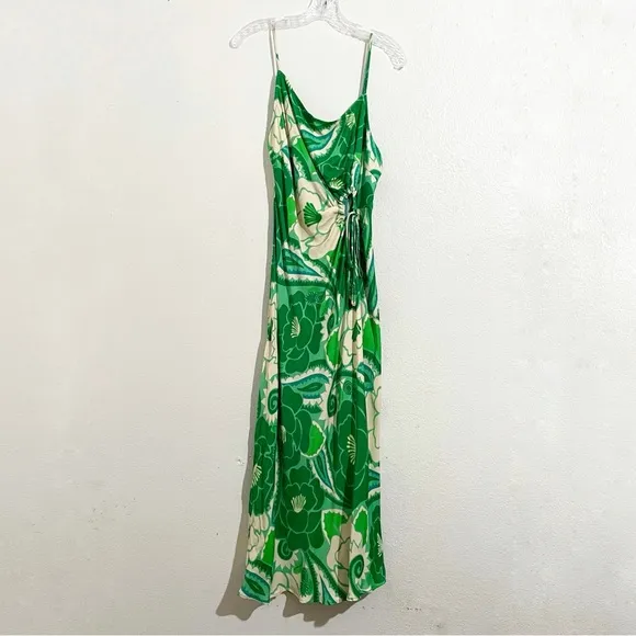 NWT Farm Rio Tropical Groove Circle Cut-Out Midi Dress in Green Floral Print
