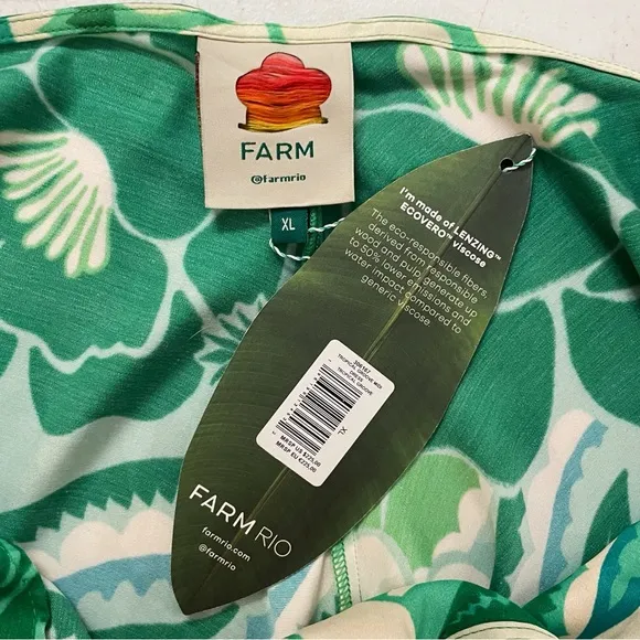 NWT Farm Rio Tropical Groove Circle Cut-Out Midi Dress in Green Floral Print