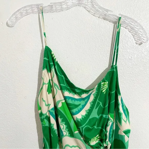 NWT Farm Rio Tropical Groove Circle Cut-Out Midi Dress in Green Floral Print