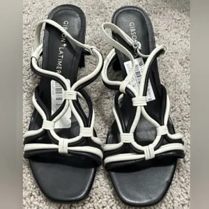 NWT Gibson Latimer Nicolette women’s Size 9.5M black &amp; white strapy heels