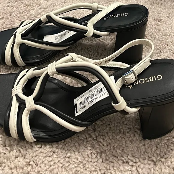 NWT Gibson Latimer Nicolette women’s Size 9.5M black &amp; white strapy heels