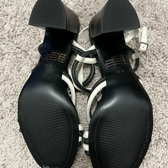 NWT Gibson Latimer Nicolette women’s Size 9.5M black &amp; white strapy heels