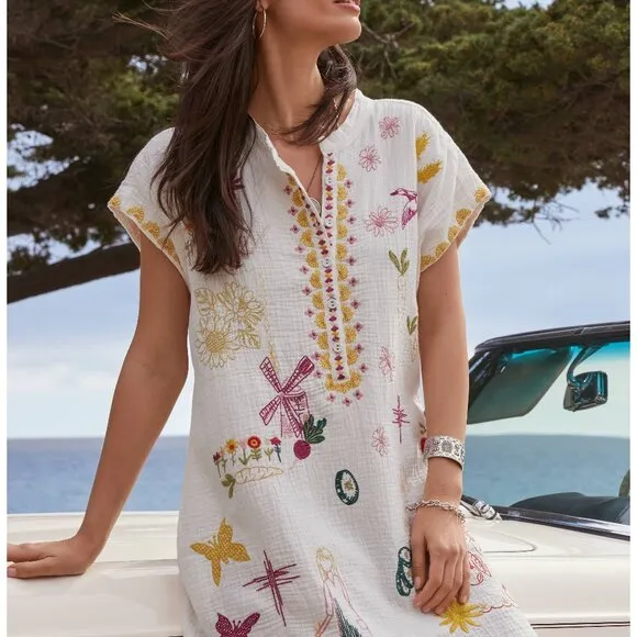 NWT Johnny Was Women's  Mishti Dress Faye Natural Large L