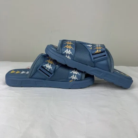 NWT Kappa 222 banda Mitel 7 Slides Unisex Blue Padded Sport Sandals Mens 9