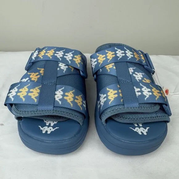 NWT Kappa 222 banda Mitel 7 Slides Unisex Blue Padded Sport Sandals Mens 9