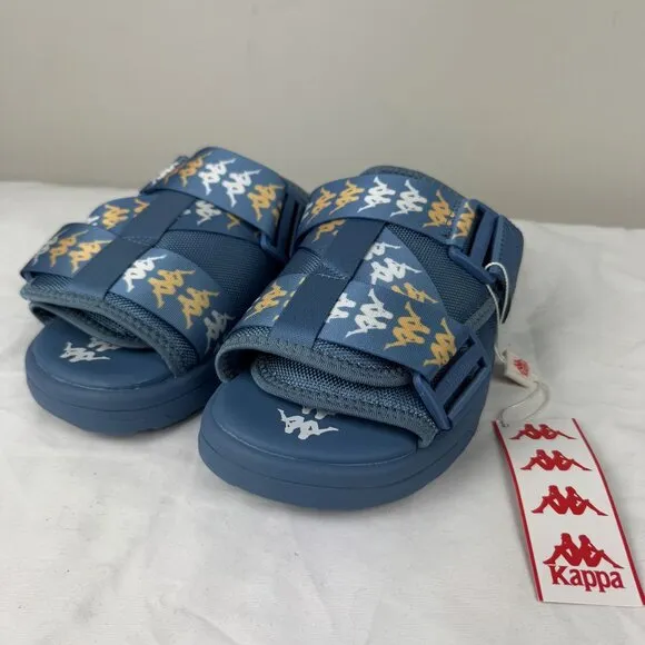 NWT Kappa 222 banda Mitel 7 Slides Unisex Blue Padded Sport Sandals Mens 9