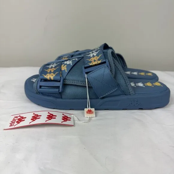 NWT Kappa 222 banda Mitel 7 Slides Unisex Blue Padded Sport Sandals Mens 9