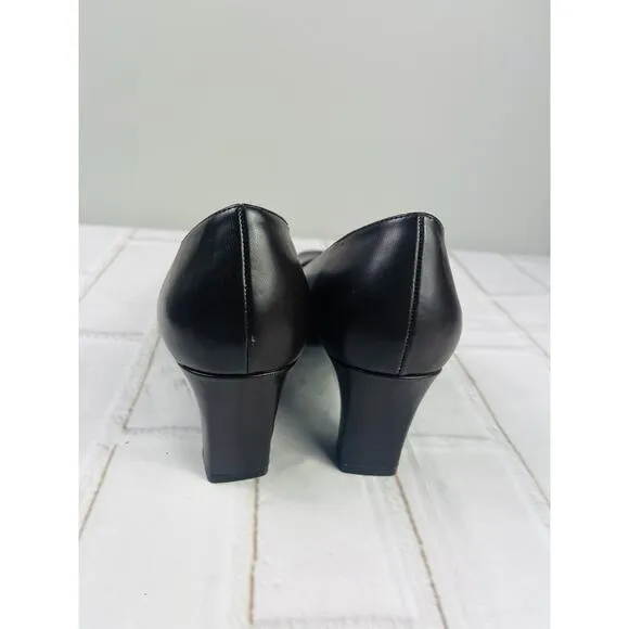 NWT Lifestride Carrie brown leather square toe pumps heels size 9