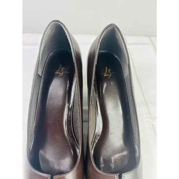 NWT Lifestride Carrie brown leather square toe pumps heels size 9