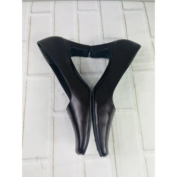 NWT Lifestride Carrie brown leather square toe pumps heels size 9