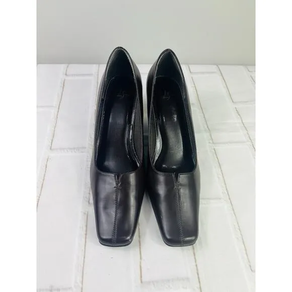 NWT Lifestride Carrie brown leather square toe pumps heels size 9