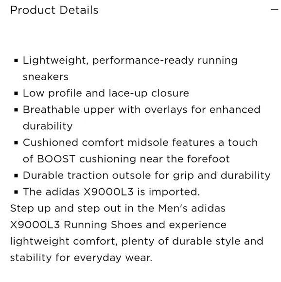 NWT Men's Adidas Running X9000L3