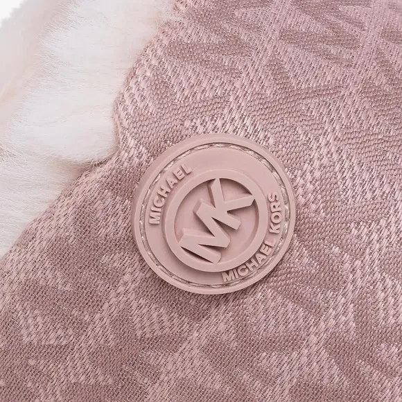 NWT Michael Kors Fluff MK Signature Logo Pattern Slippers