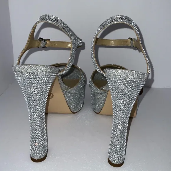 NWT Michael Kors • Leona Platform Heels (silver rhinestones)