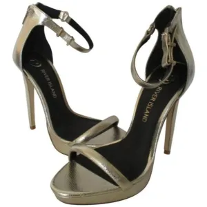 NWT River Island Gold SAARA Metallic Open Toe Heels no box