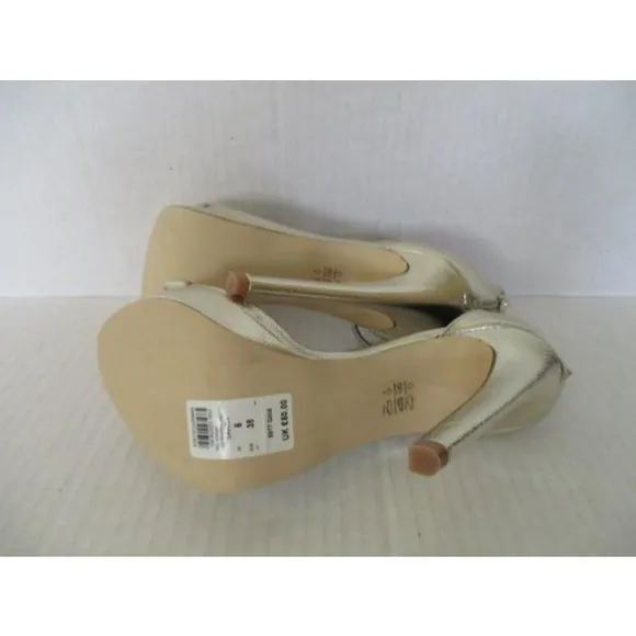 NWT River Island Gold SAARA Metallic Open Toe Heels no box
